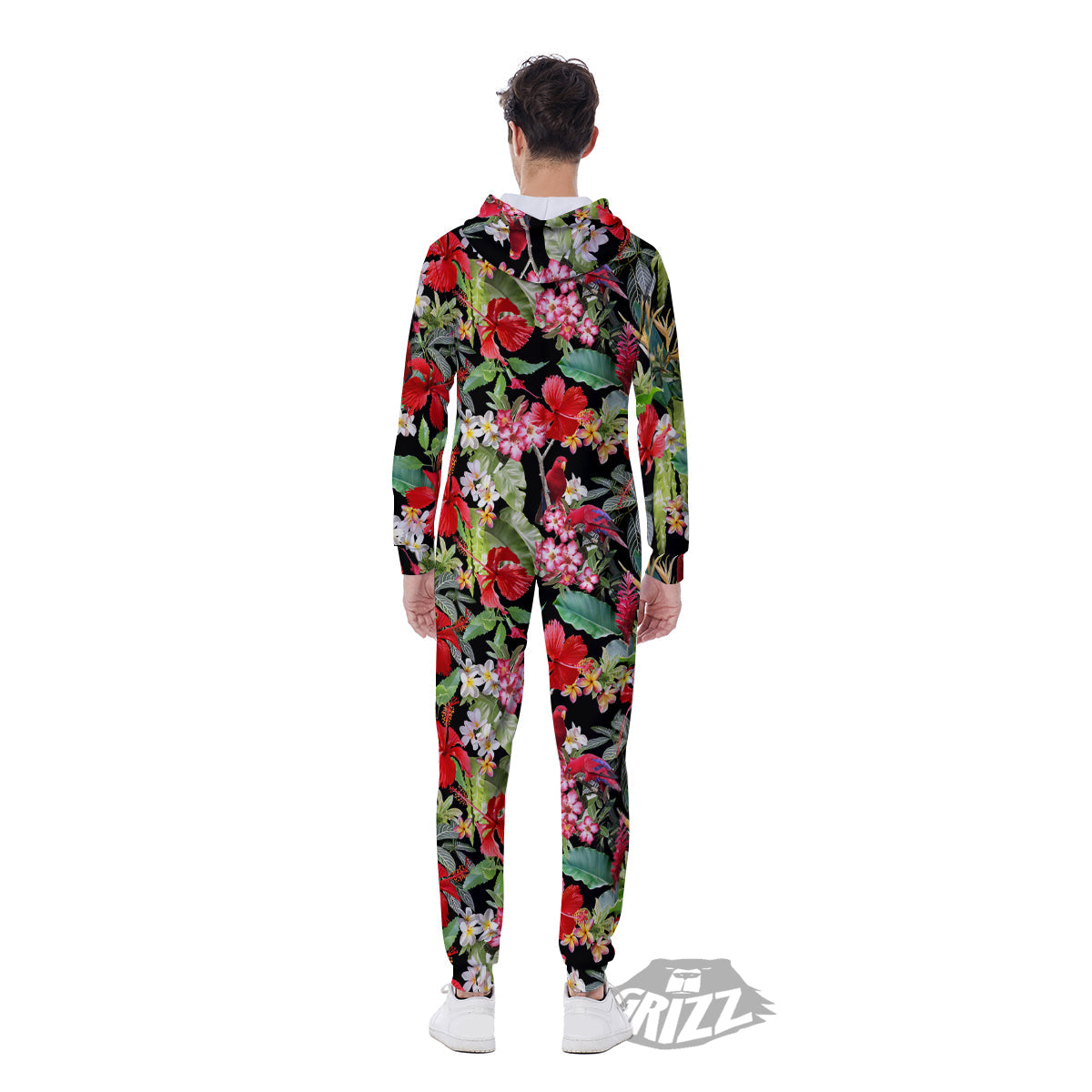 Parrot Hawaiian Tropical Print Pattern Men's Jumpsuit-grizzshop