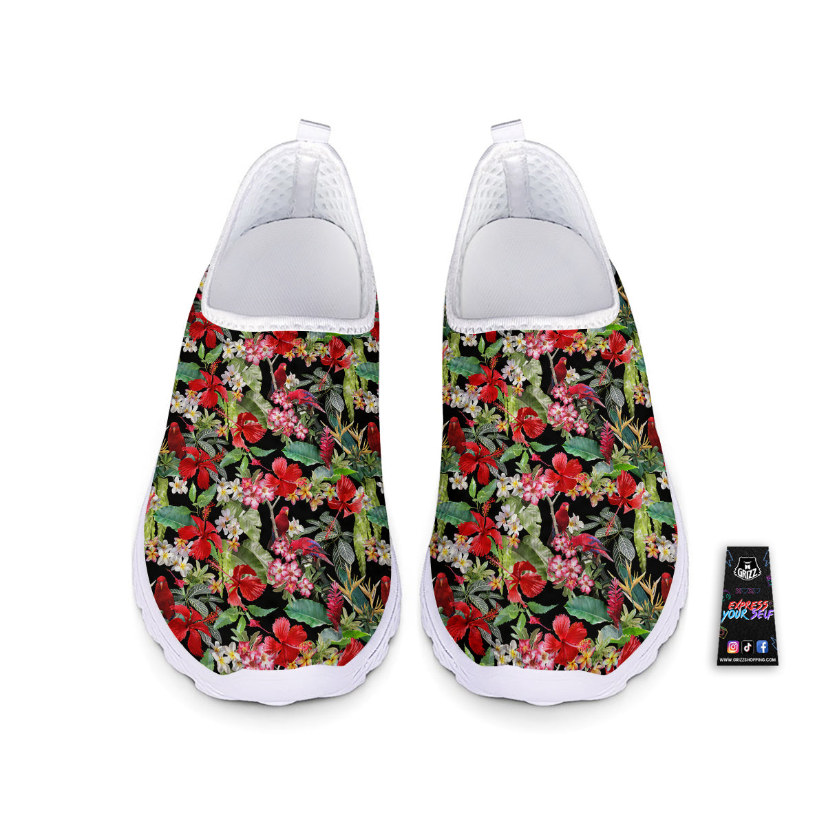 Parrot Hawaiian Tropical Print Pattern Nurse Shoes-grizzshop