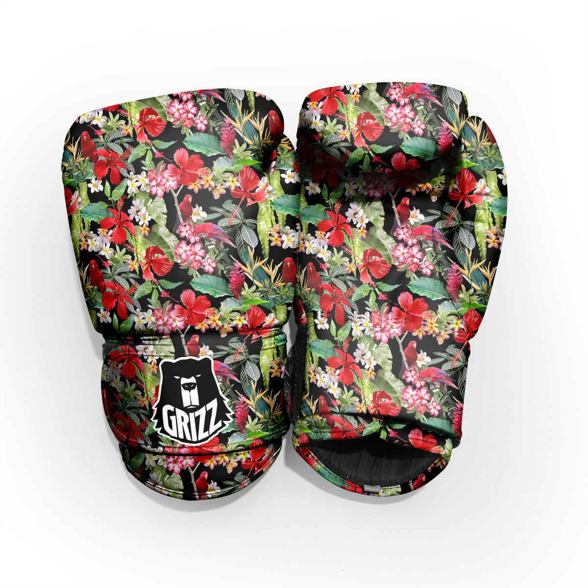 Parrot Hawaiian Tropical Print Pattern Sparring Gloves-grizzshop