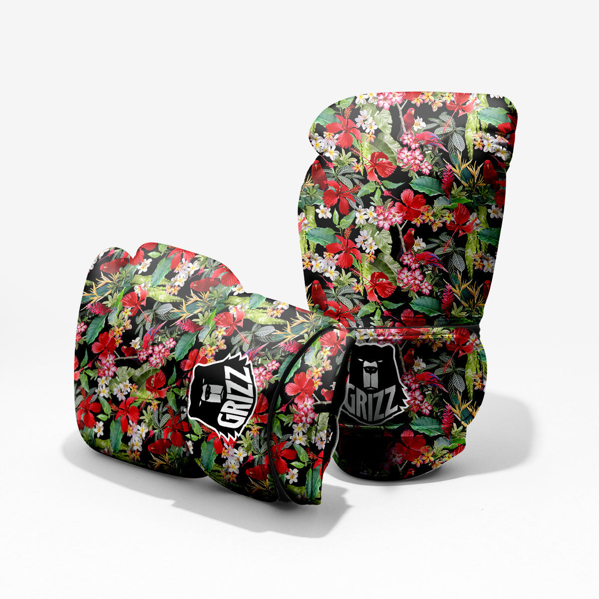 Parrot Hawaiian Tropical Print Pattern Sparring Gloves-grizzshop