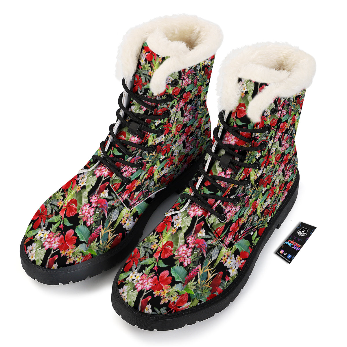 Parrot Hawaiian Tropical Print Pattern Winter Boots-grizzshop