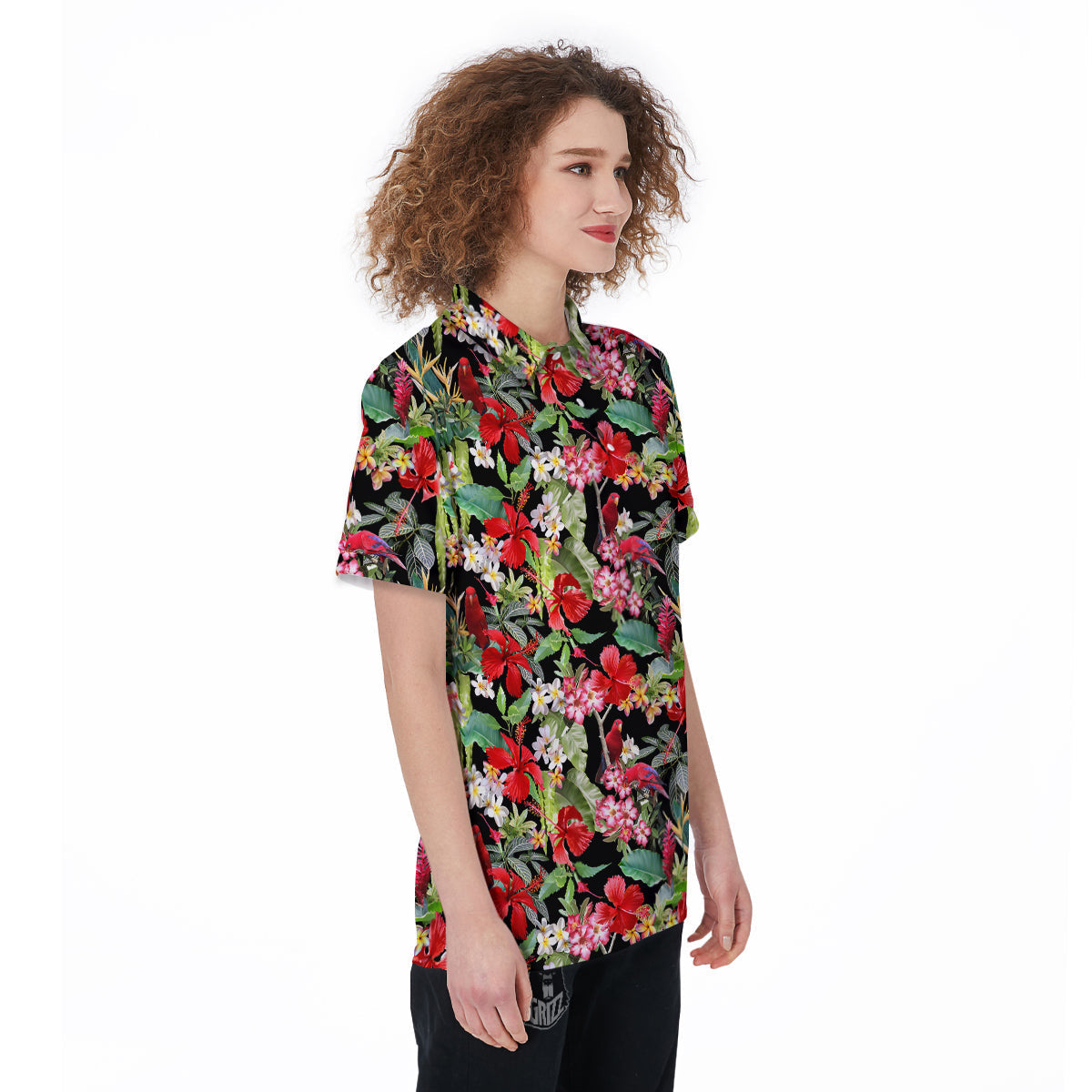Parrot Hawaiian Tropical Print Pattern Women's Golf Shirts-grizzshop
