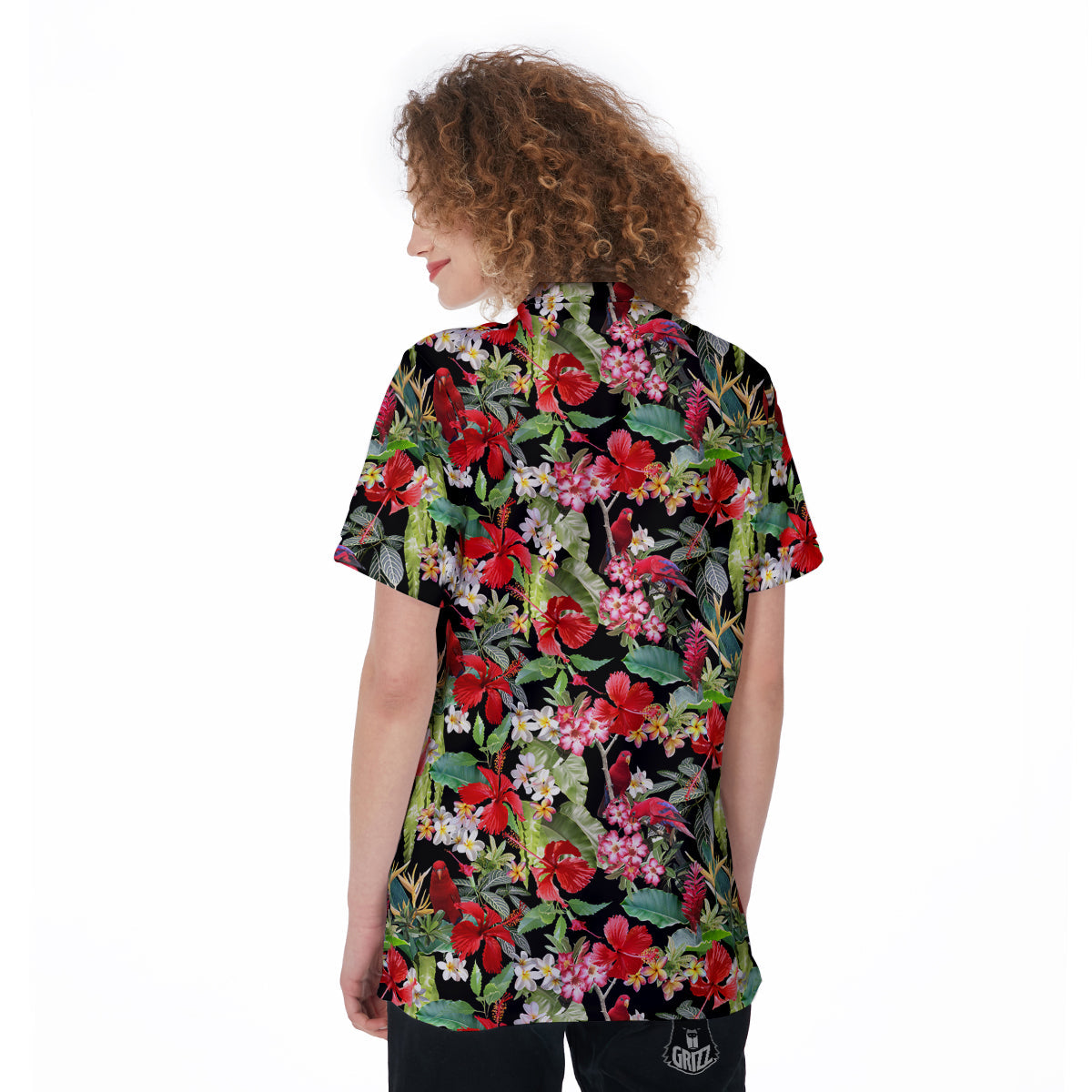 Parrot Hawaiian Tropical Print Pattern Women's Golf Shirts-grizzshop