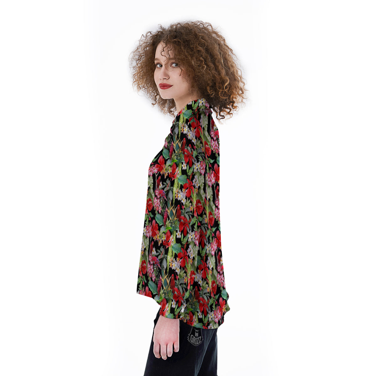 Parrot Hawaiian Tropical Print Pattern Women's Long Sleeve Shirts-grizzshop