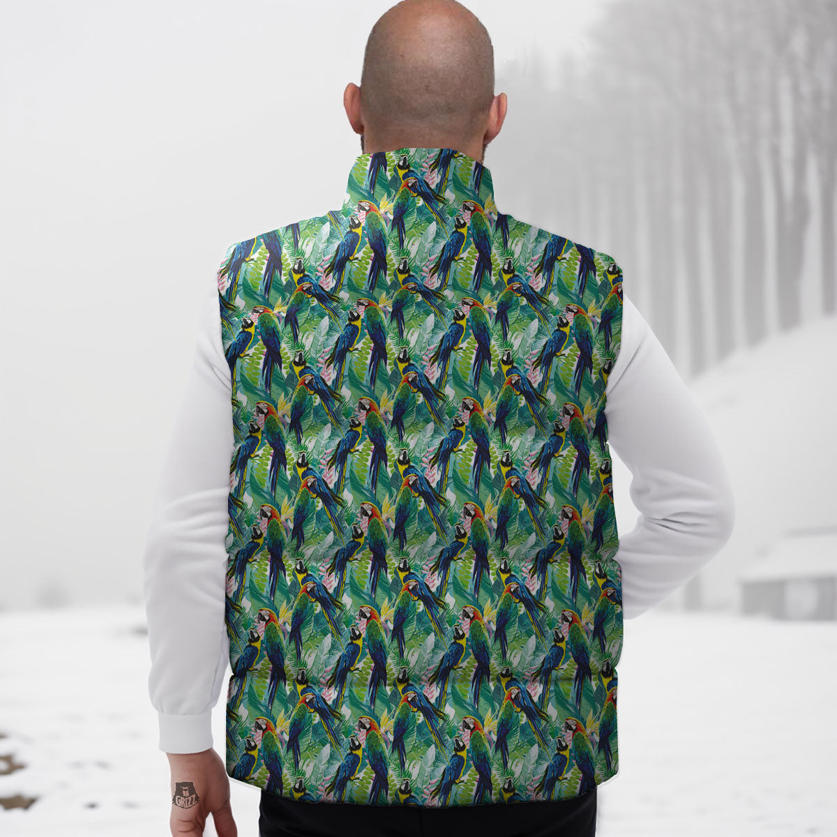 Parrot Macaw Print Pattern Down Vest-grizzshop
