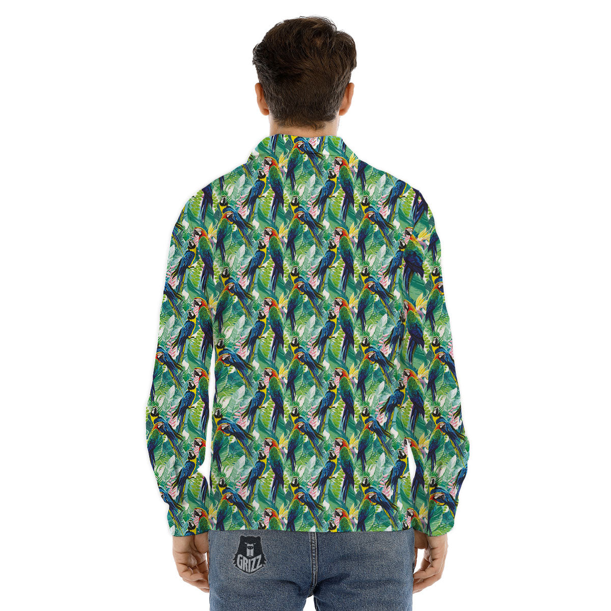 Parrot Macaw Print Pattern Men's Dress Shirts-grizzshop