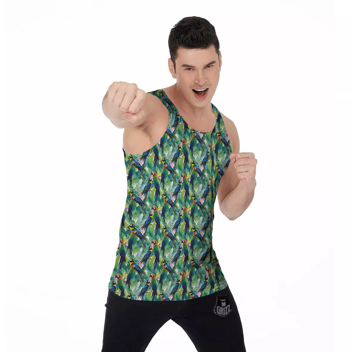 Parrot Macaw Print Pattern Men's Tank Top-grizzshop