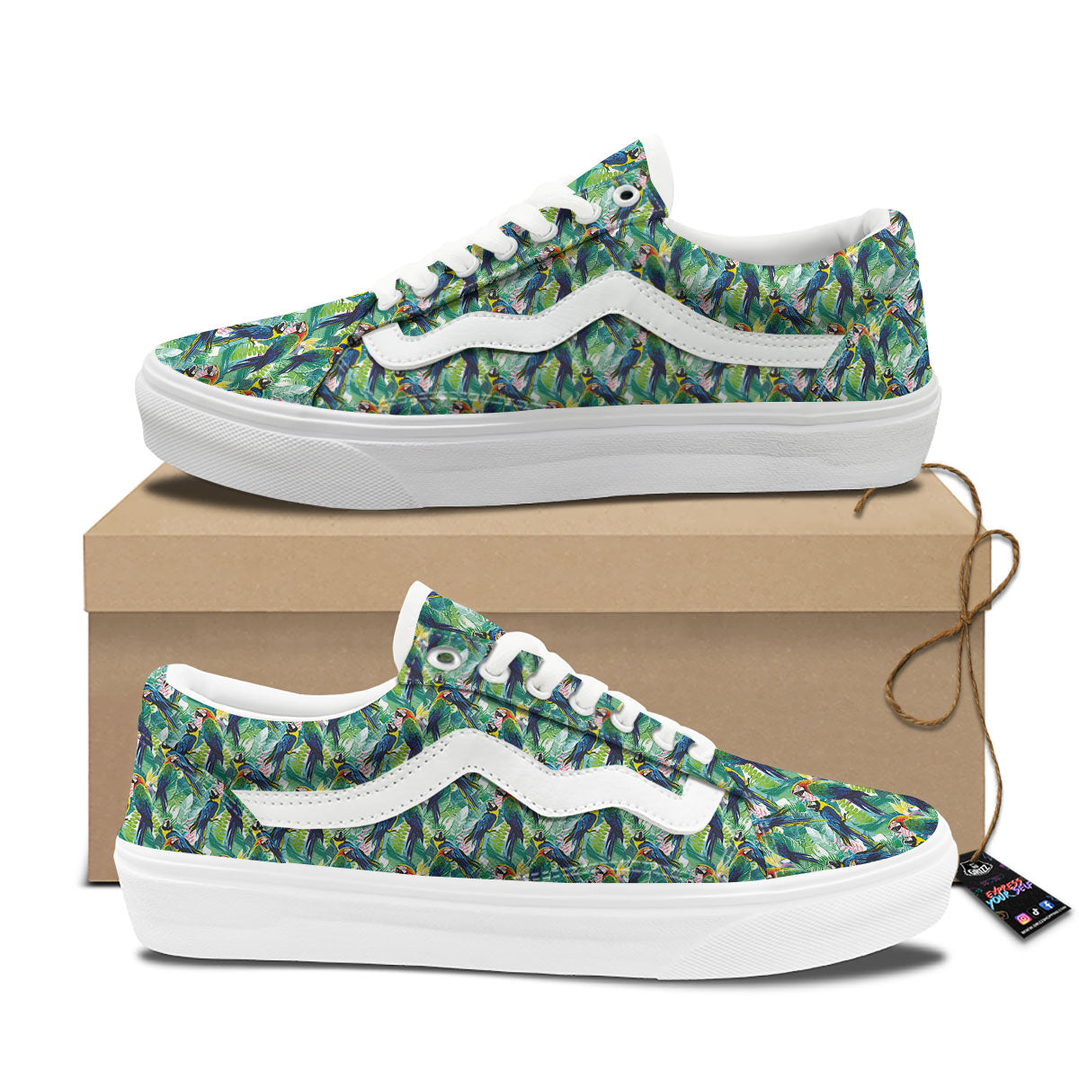 Parrot Macaw Print Pattern Skate Shoes-grizzshop