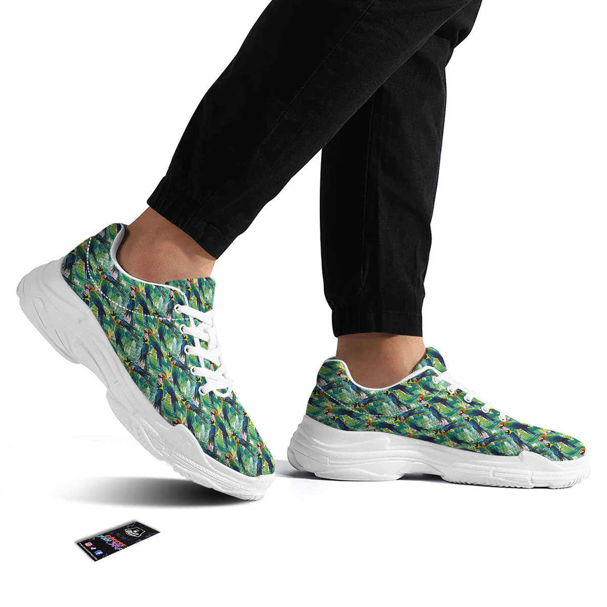 Parrot Macaw Print Pattern White Chunky Shoes-grizzshop