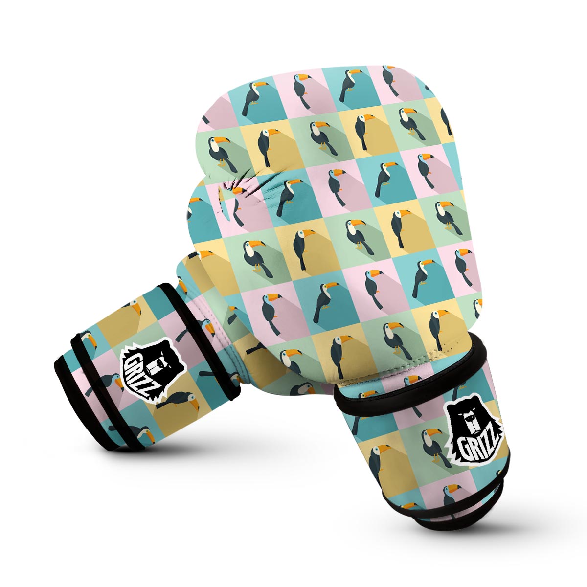 Parrot Print Pattern Boxing Gloves-grizzshop