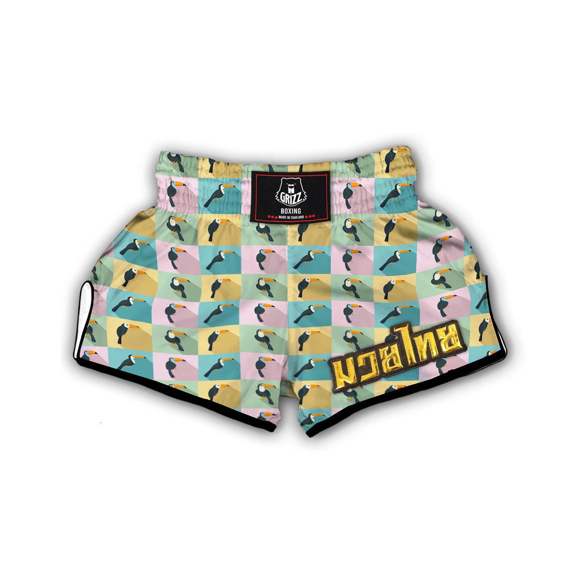 Parrot Print Pattern Muay Thai Boxing Shorts-grizzshop