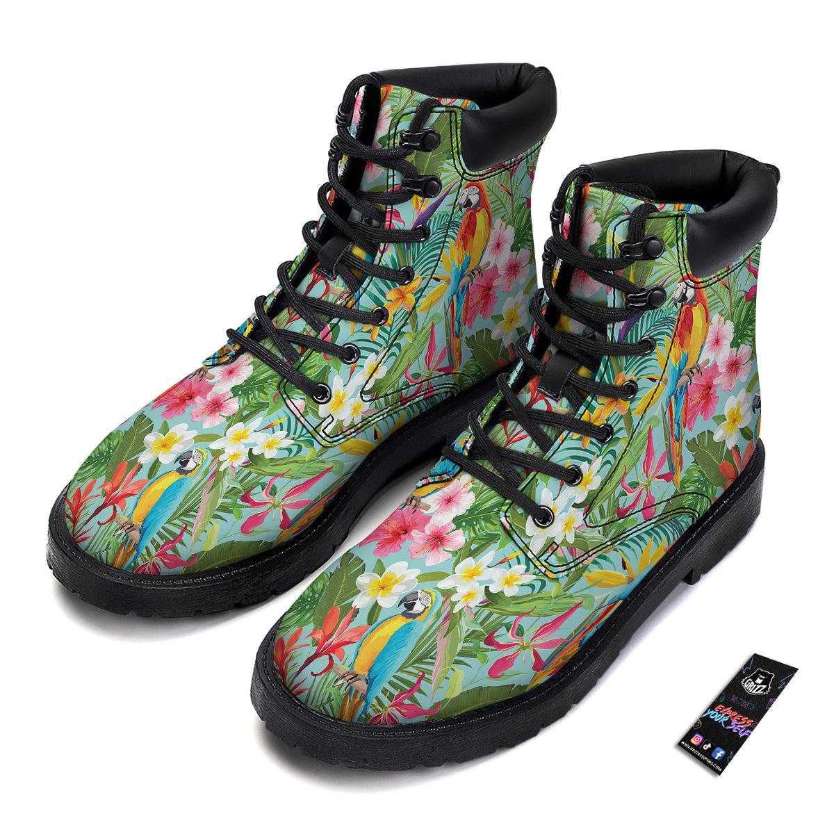 Parrot Tropical Print Pattern Boots-grizzshop