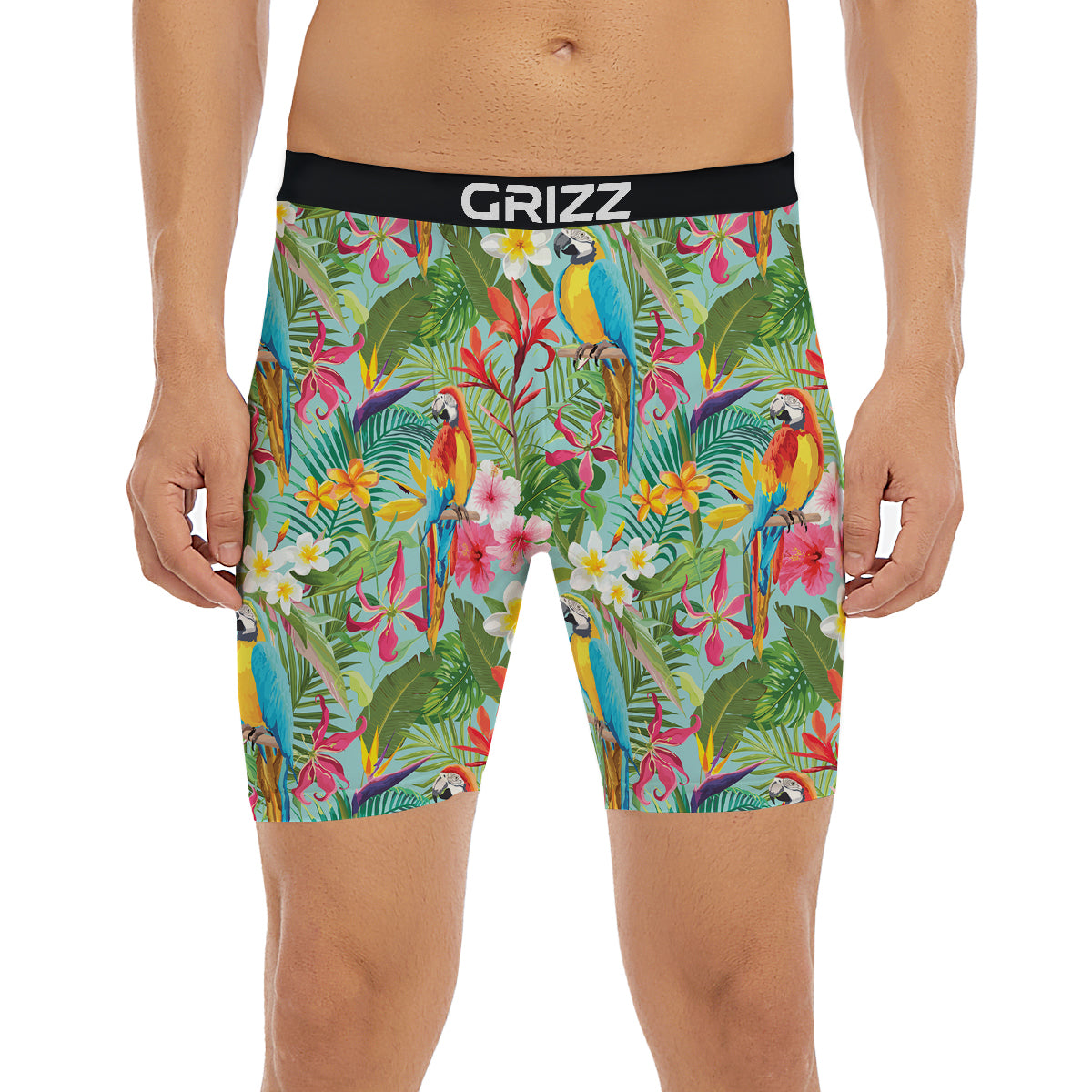 Parrot Tropical Print Pattern Boxer Briefs-grizzshop