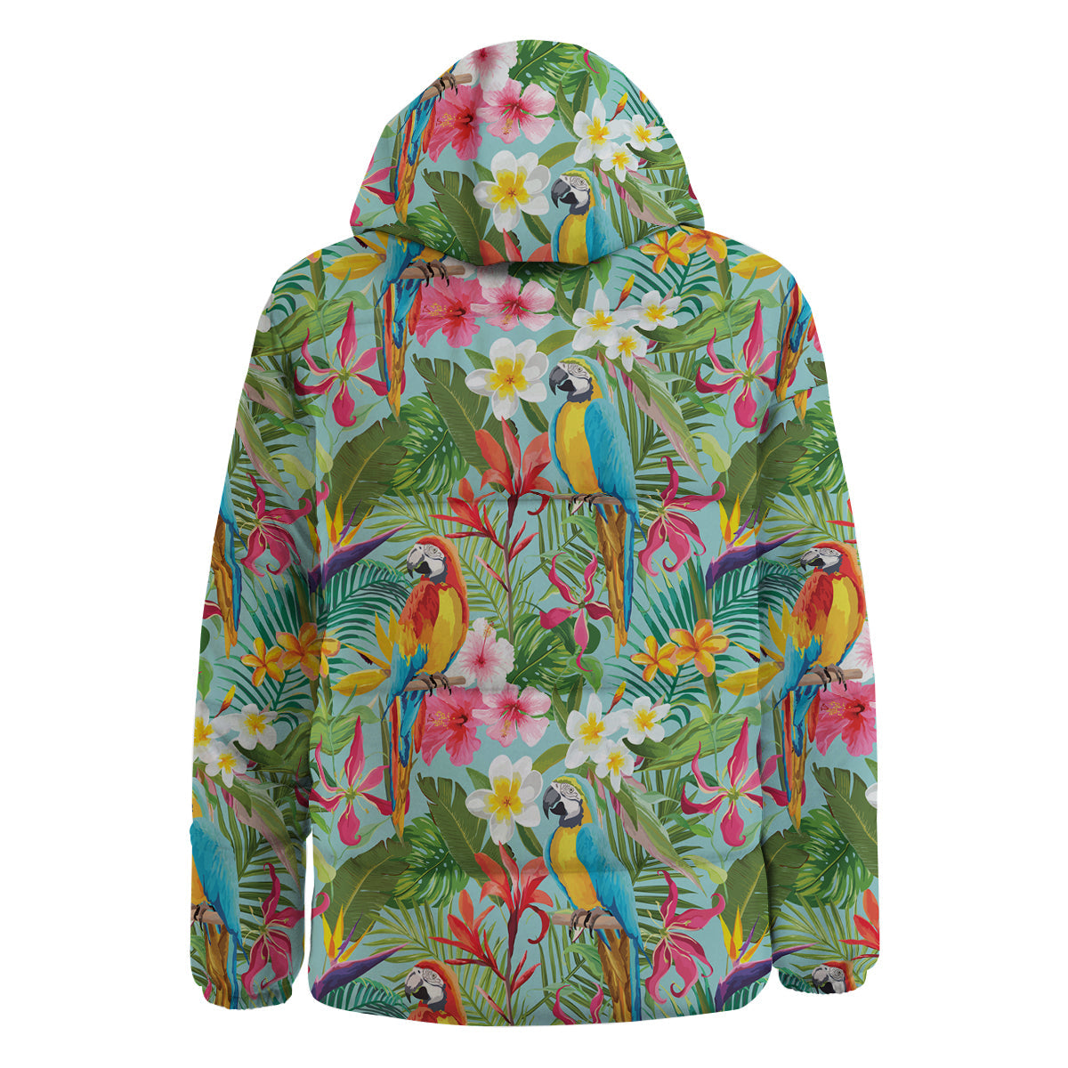 Parrot Tropical Print Pattern Down Jacket-grizzshop