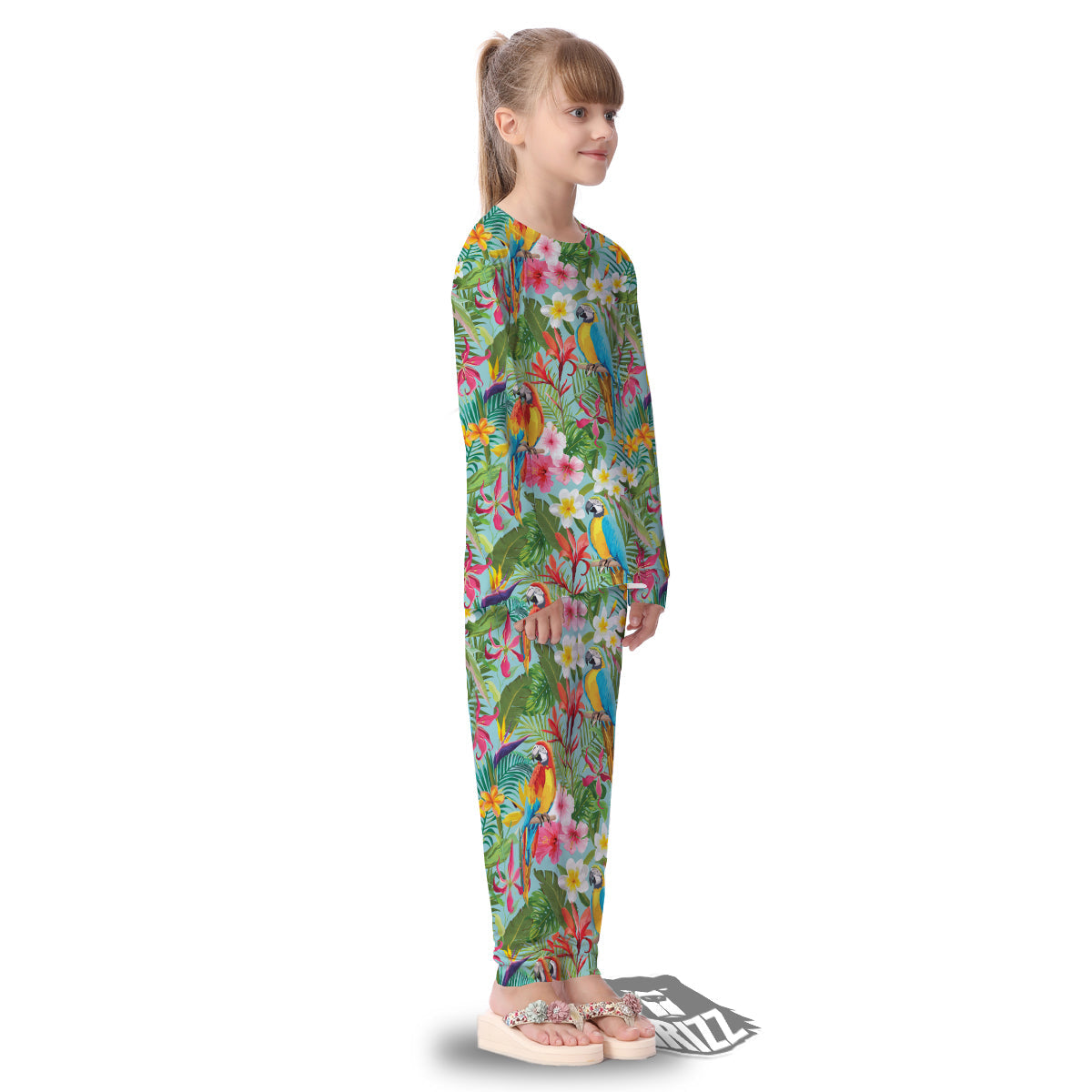 Parrot Tropical Print Pattern Kid's Pajamas-grizzshop