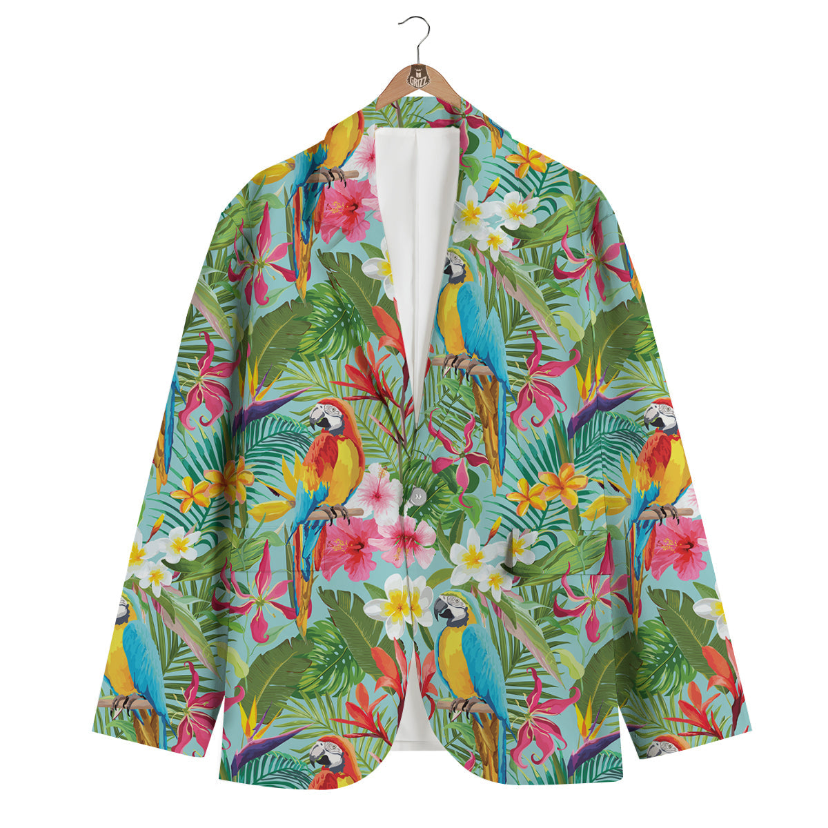 Parrot Tropical Print Pattern Men's Blazer-grizzshop