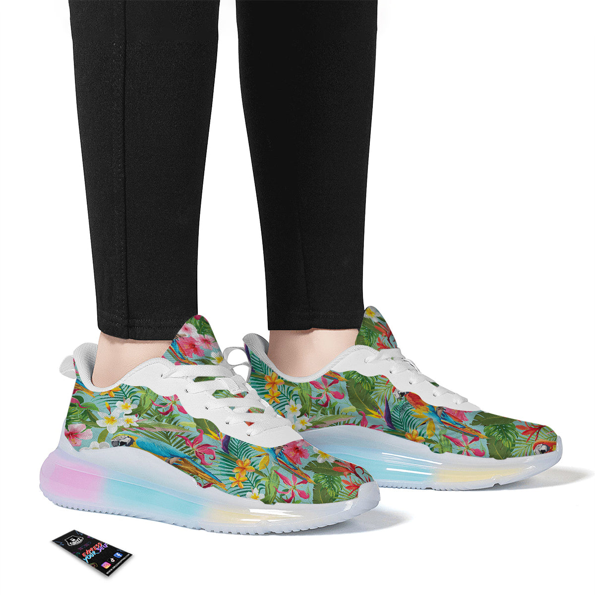 Parrot Tropical Print Pattern Running Sneakers-grizzshop