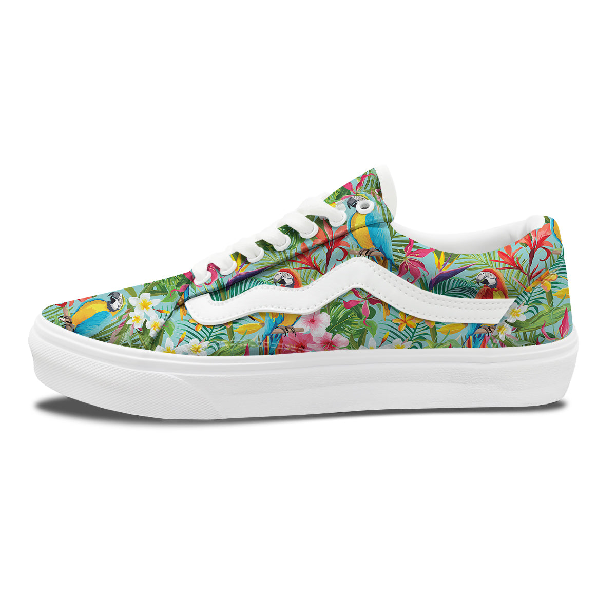 Parrot Tropical Print Pattern Skate Shoes-grizzshop