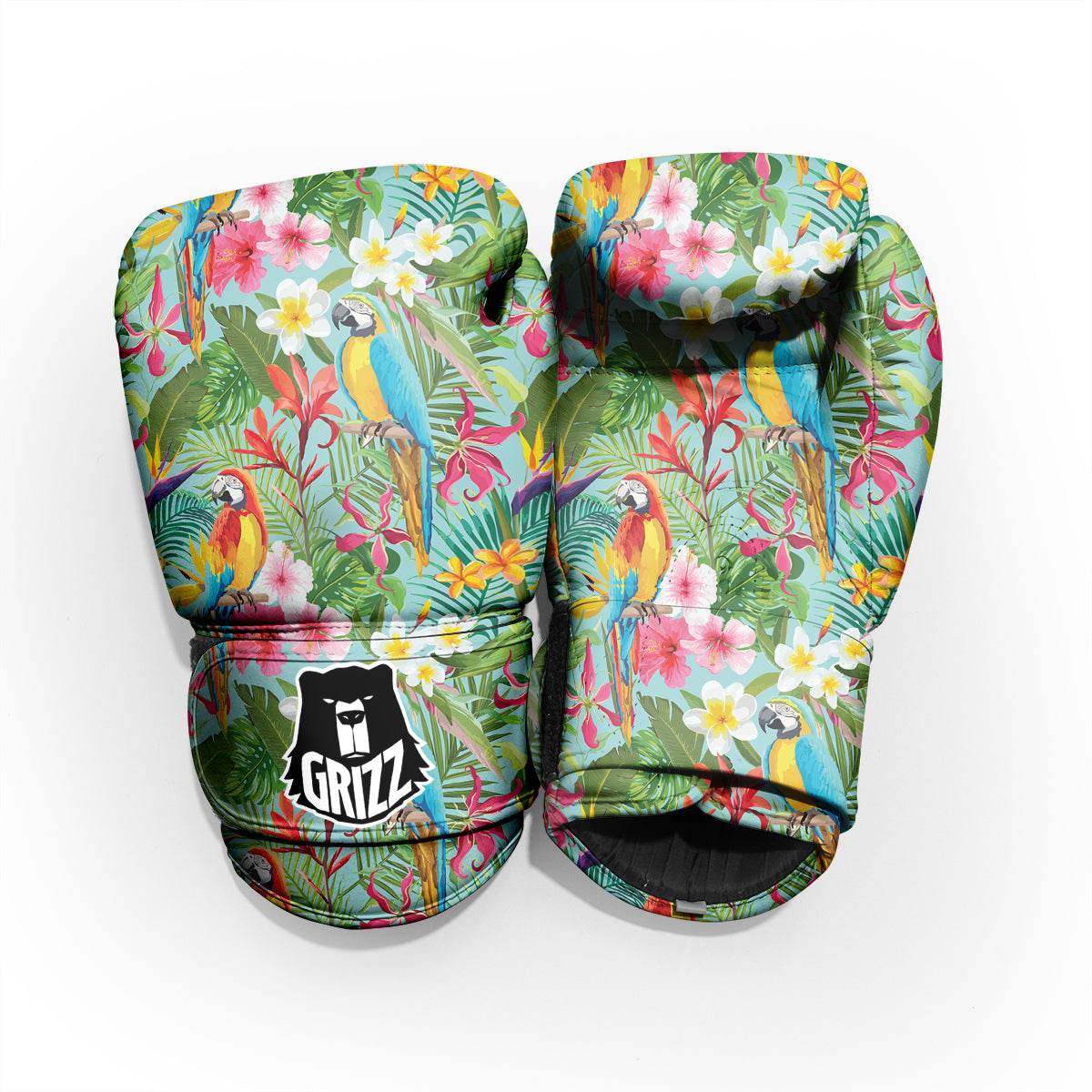 Parrot Tropical Print Pattern Sparring Gloves-grizzshop