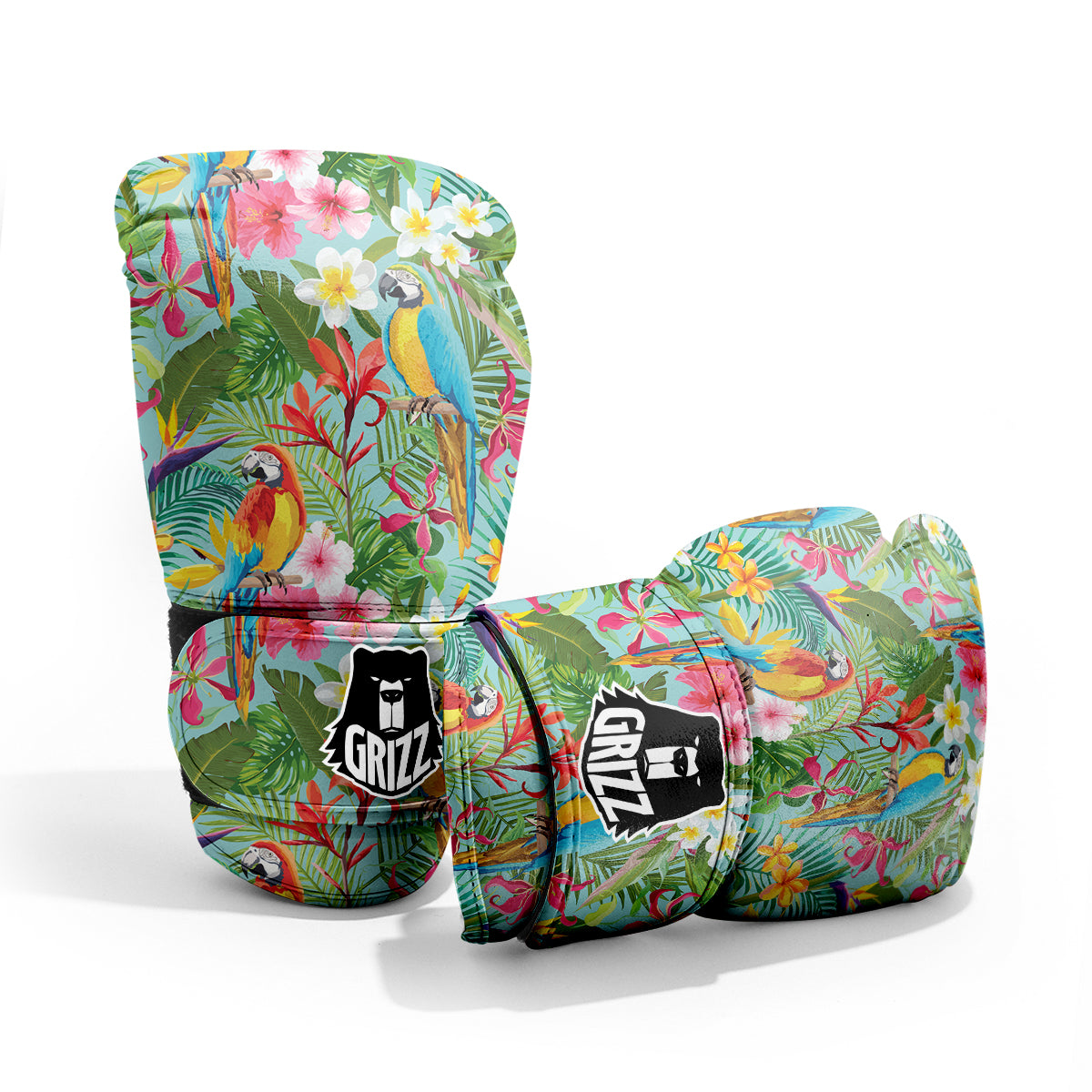 Parrot Tropical Print Pattern Sparring Gloves-grizzshop