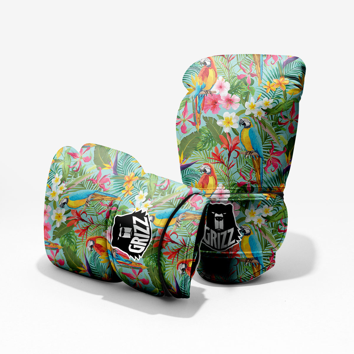 Parrot Tropical Print Pattern Sparring Gloves-grizzshop