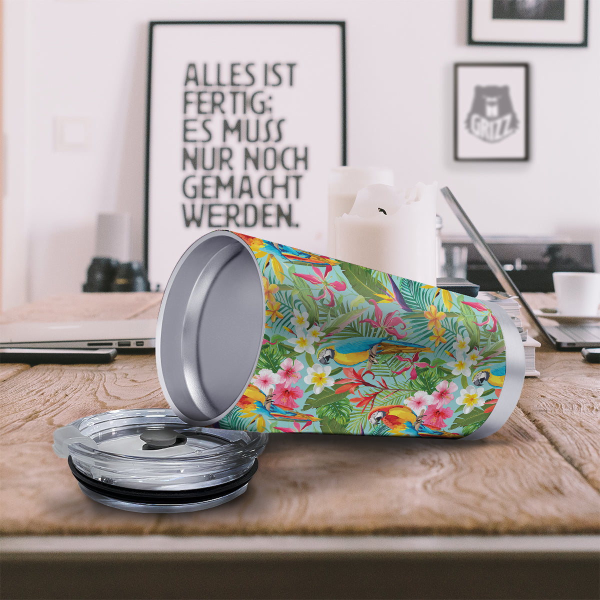 Parrot Tropical Print Pattern Tumbler-grizzshop