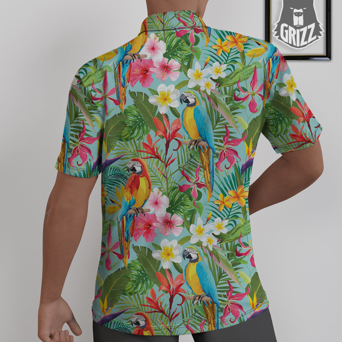 Parrot Tropical Print Pattern Untucked Shirts-grizzshop