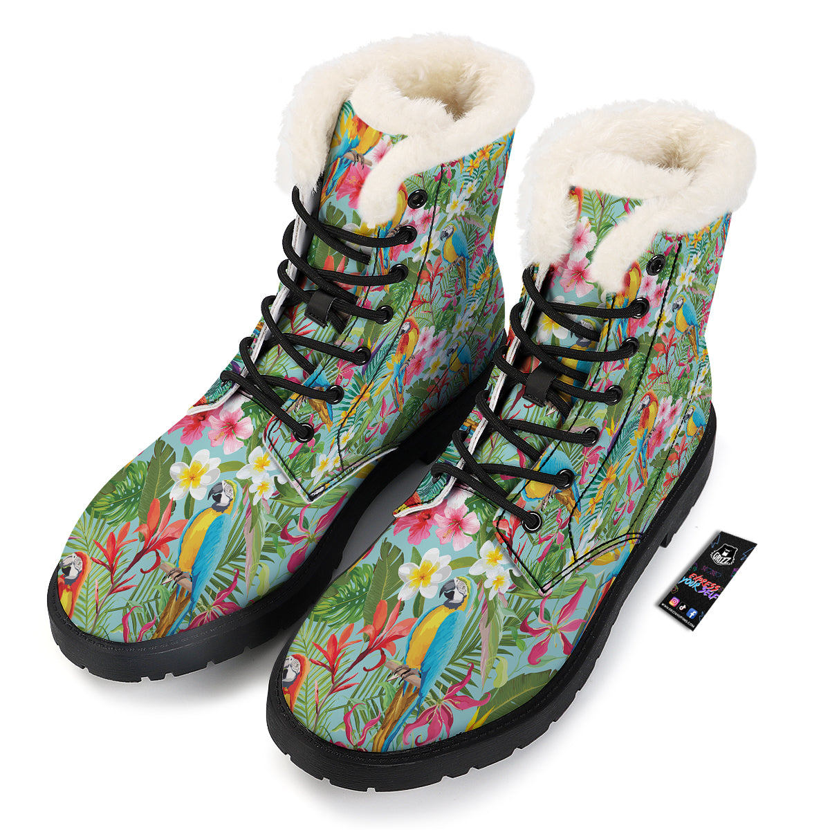 Parrot Tropical Print Pattern Winter Boots-grizzshop
