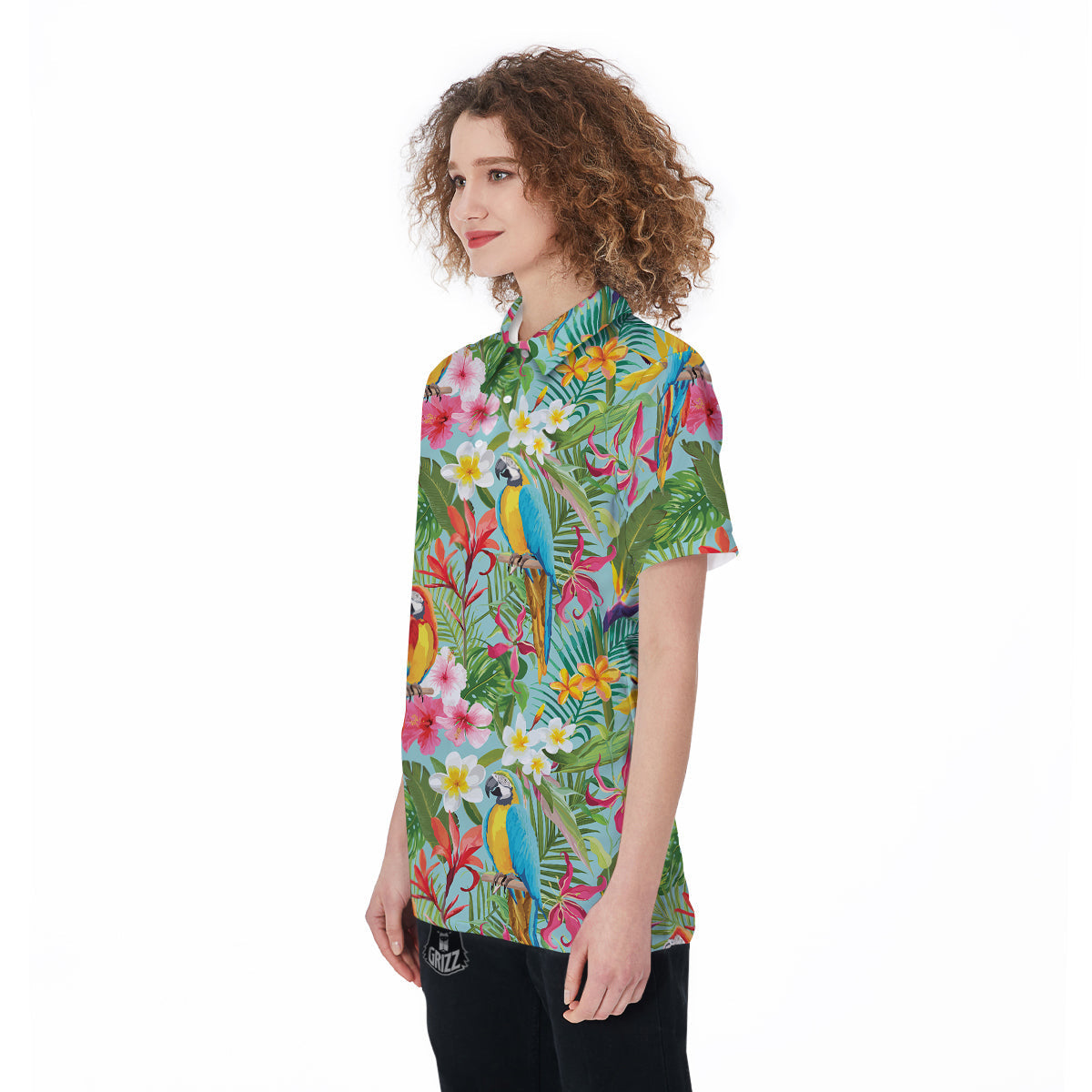 Parrot Tropical Print Pattern Women's Golf Shirts-grizzshop