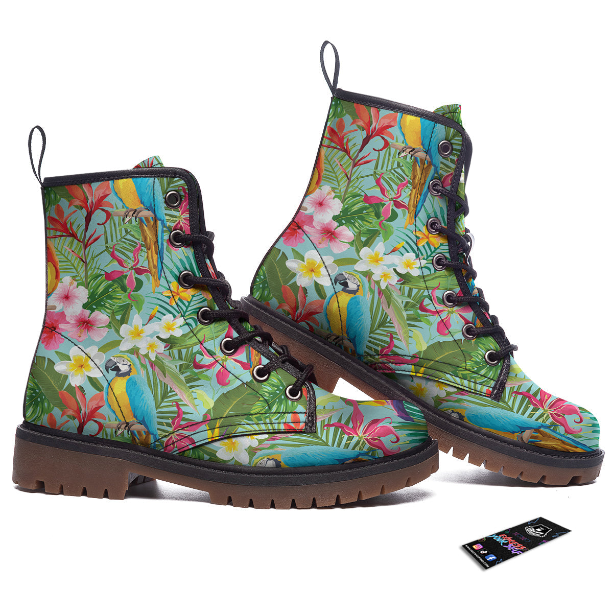 Parrot Tropical Print Pattern Work Boots-grizzshop