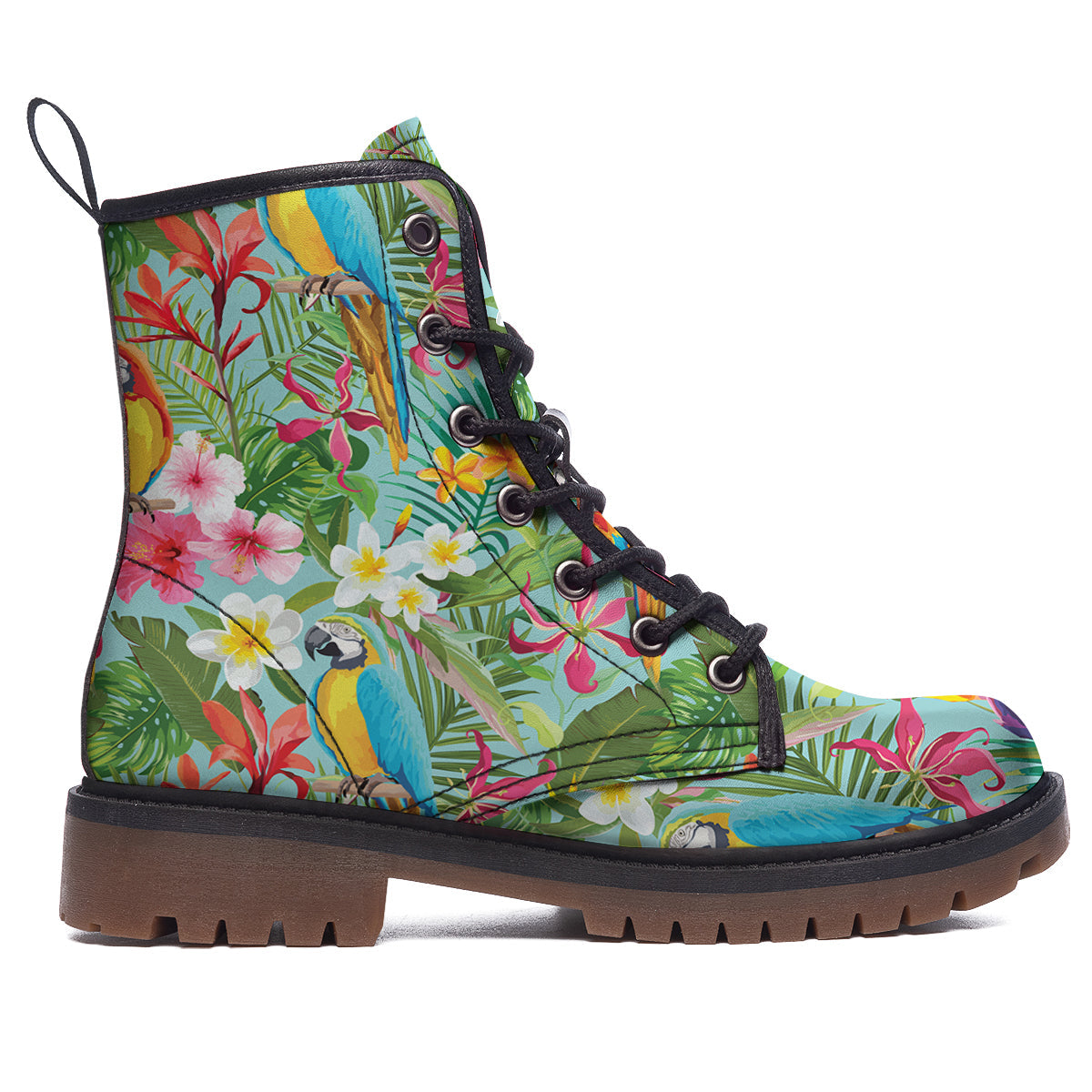 Parrot Tropical Print Pattern Work Boots-grizzshop