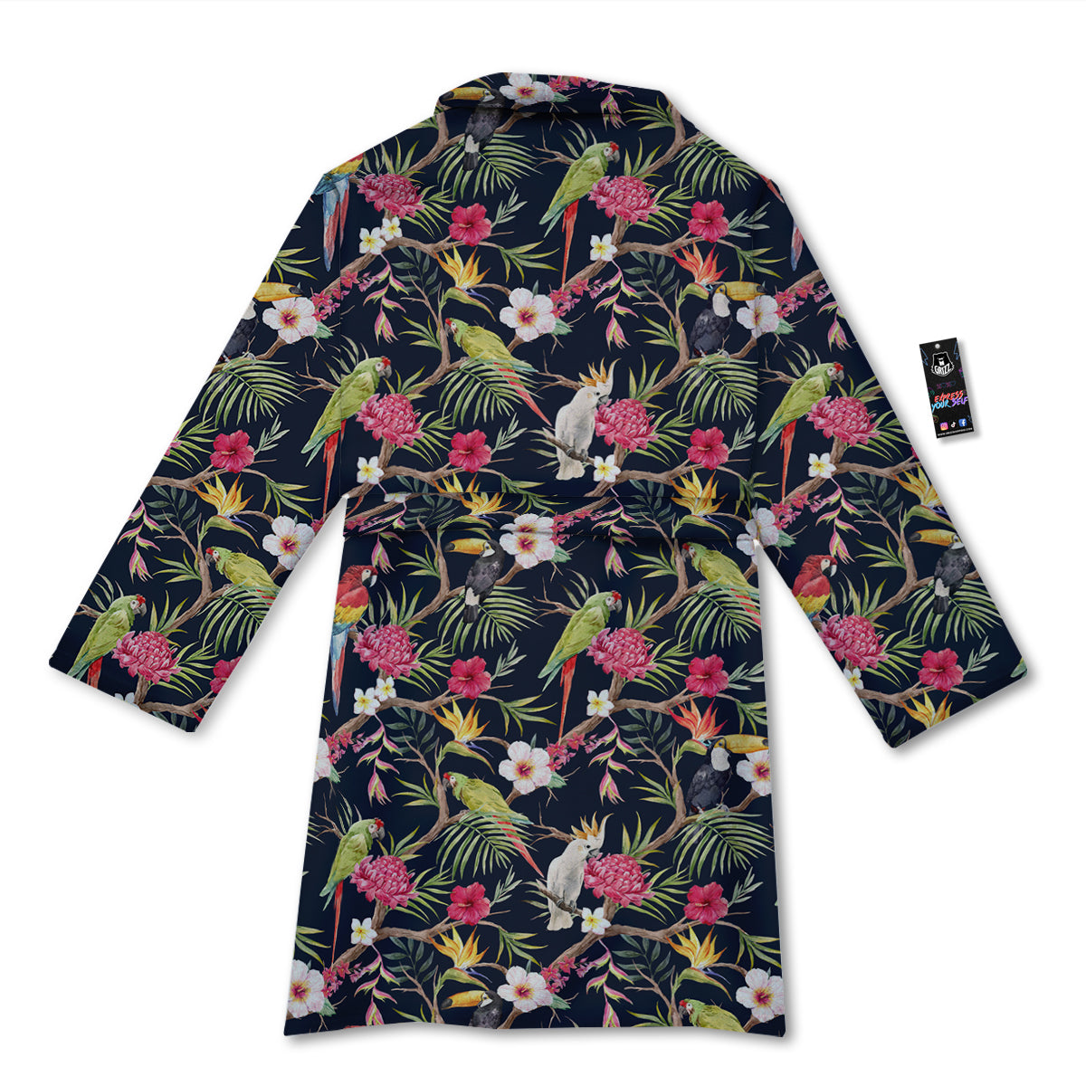 Parrot Watercolor Print Pattern Bathrobe-grizzshop