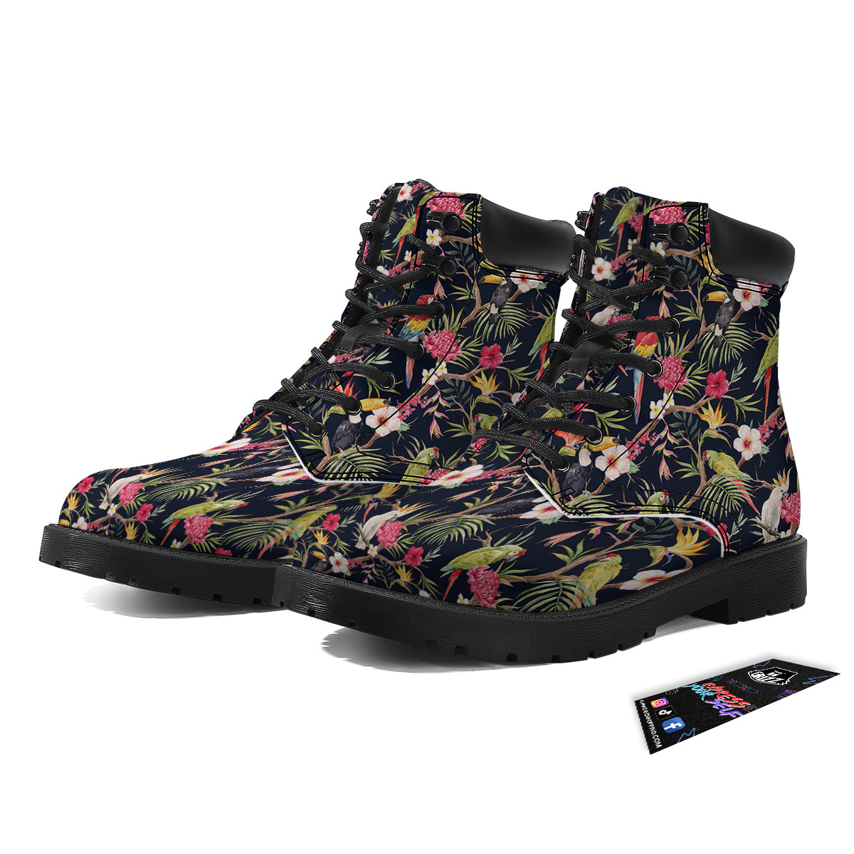 Parrot Watercolor Print Pattern Boots-grizzshop