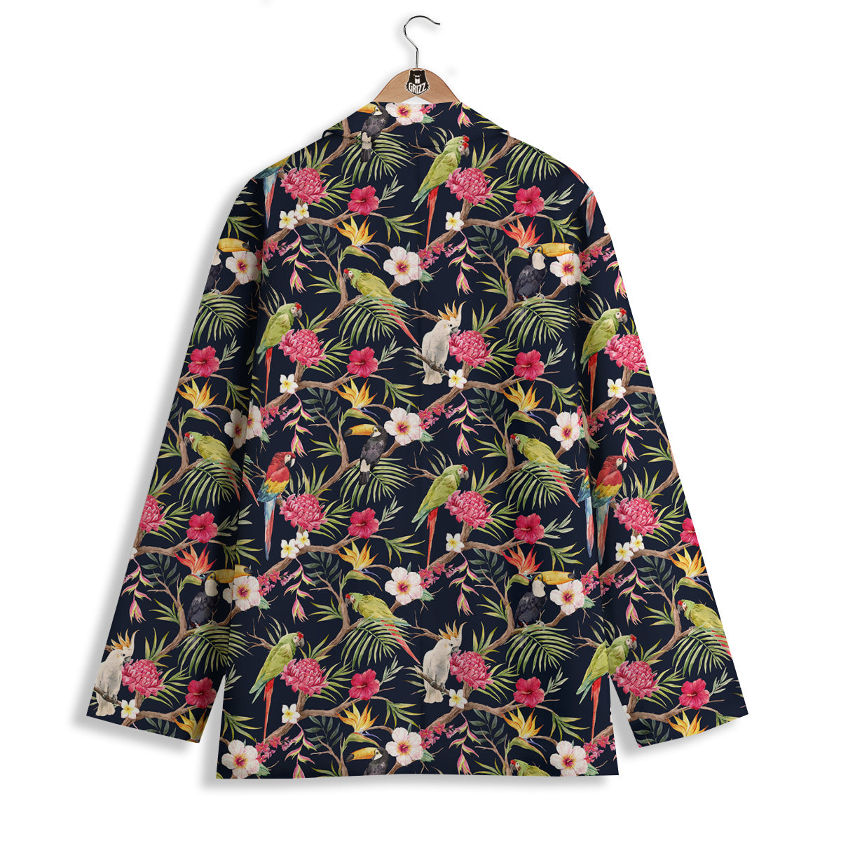 Parrot Watercolor Print Pattern Women's Blazer-grizzshop