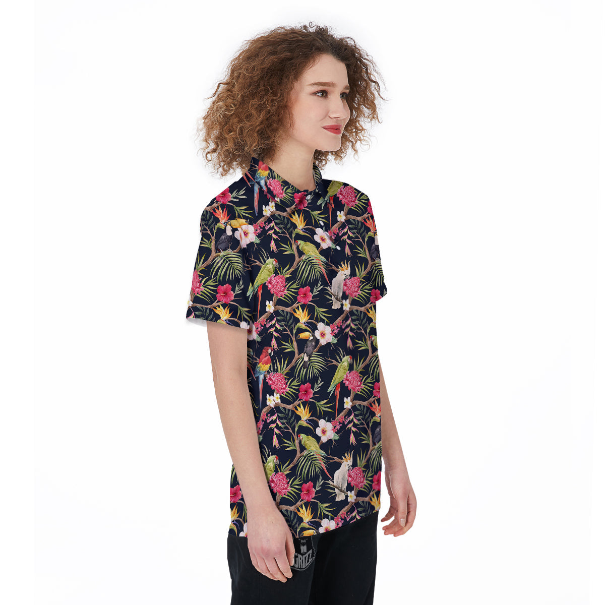 Parrot Watercolor Print Pattern Women's Golf Shirts-grizzshop