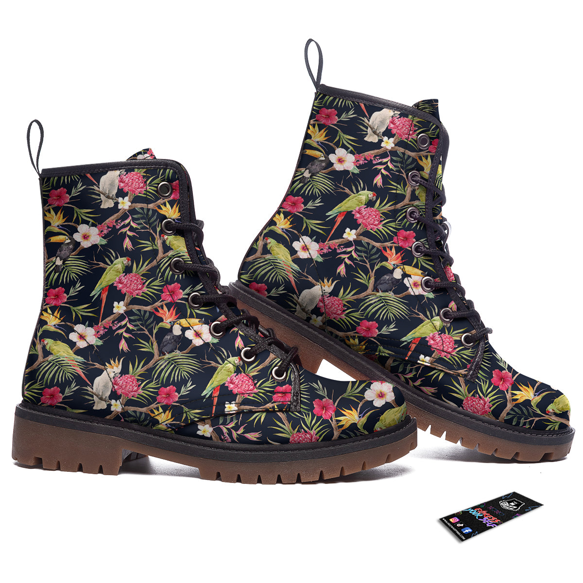 Parrot Watercolor Print Pattern Work Boots-grizzshop