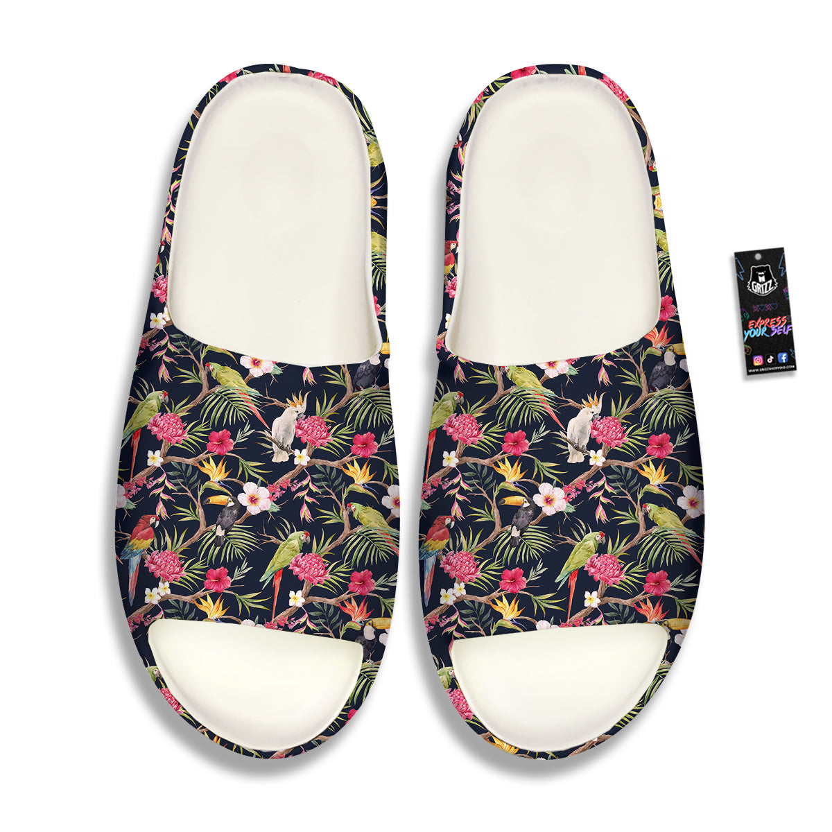 Parrot Watercolor Print Pattern Sandals-grizzshop