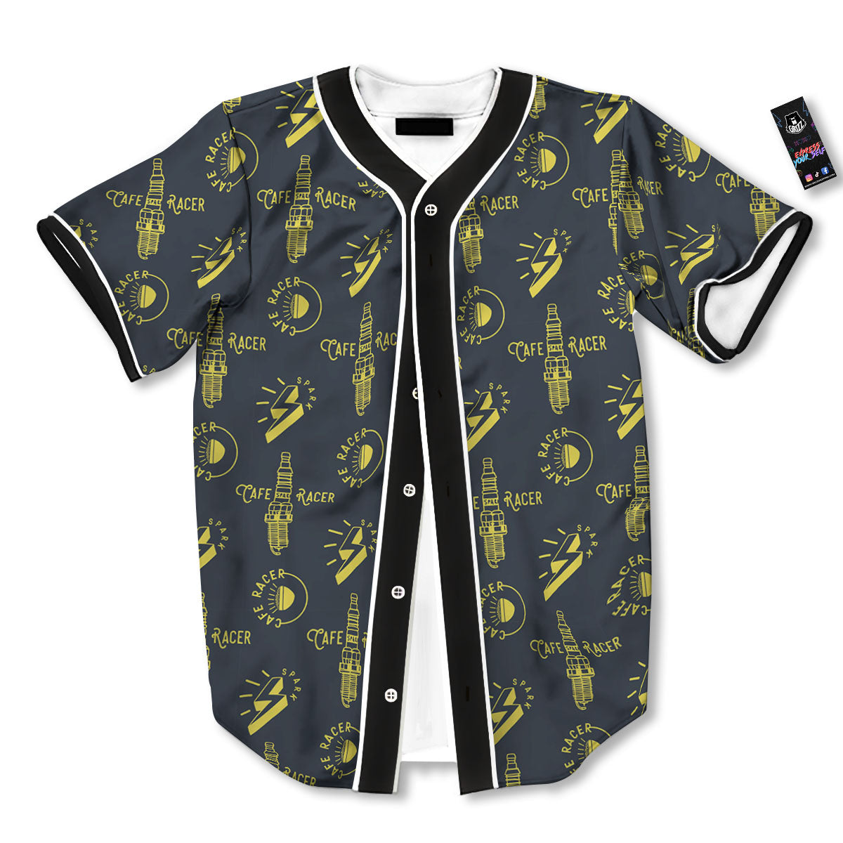 Parts Motorcycle Print Pattern Baseball Jersey-grizzshop