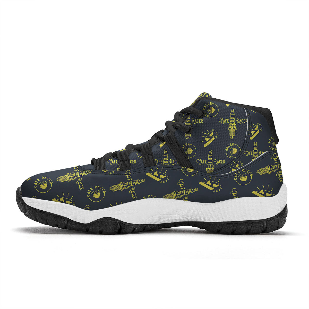 Parts Motorcycle Print Pattern Black Bball Shoes-grizzshop
