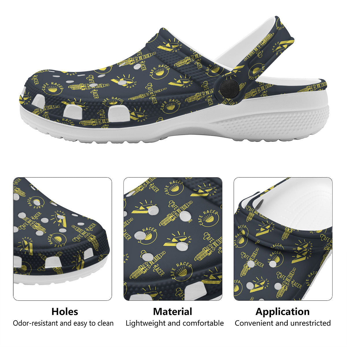 Parts Motorcycle Print Pattern Clog-grizzshop