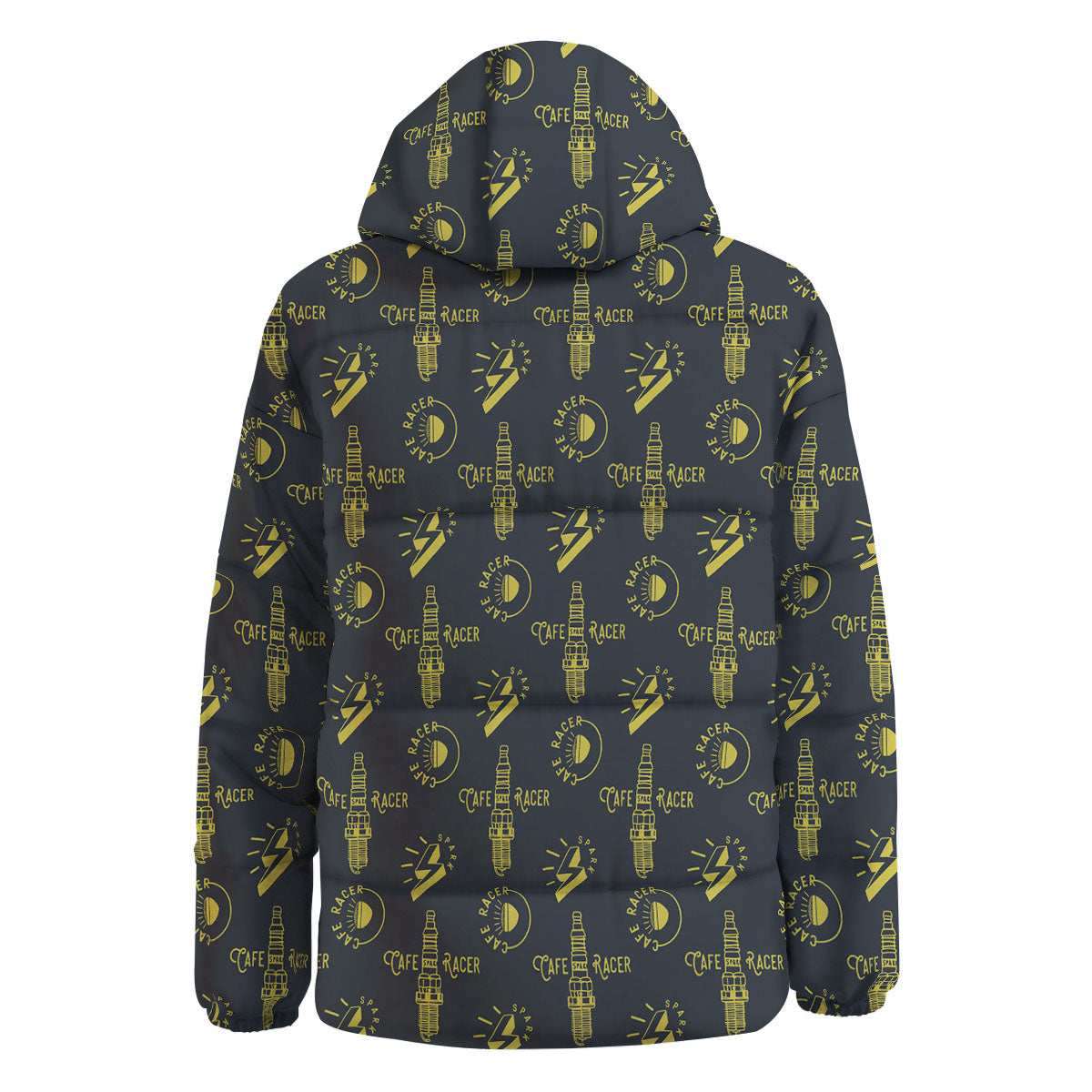 Parts Motorcycle Print Pattern Down Jacket-grizzshop