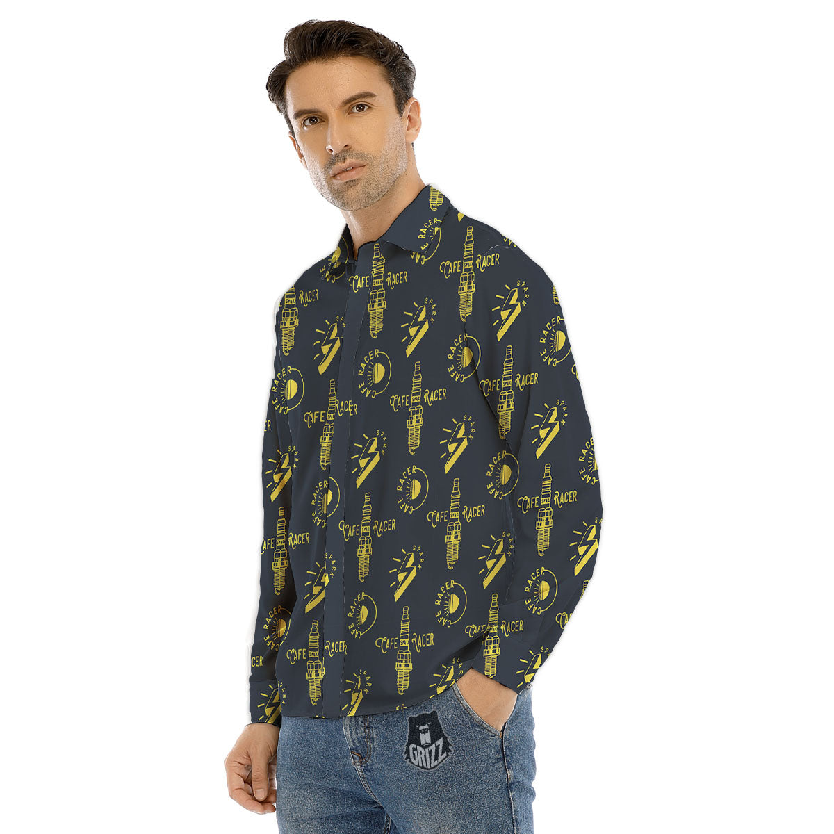 Parts Motorcycle Print Pattern Men's Dress Shirts-grizzshop