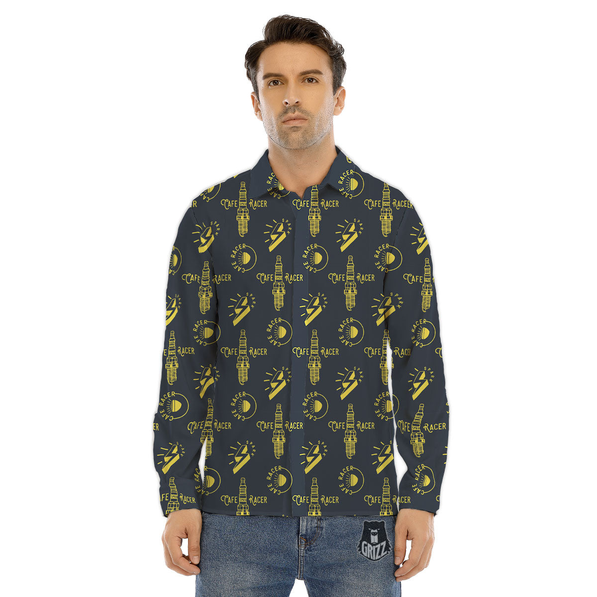Parts Motorcycle Print Pattern Men's Dress Shirts-grizzshop