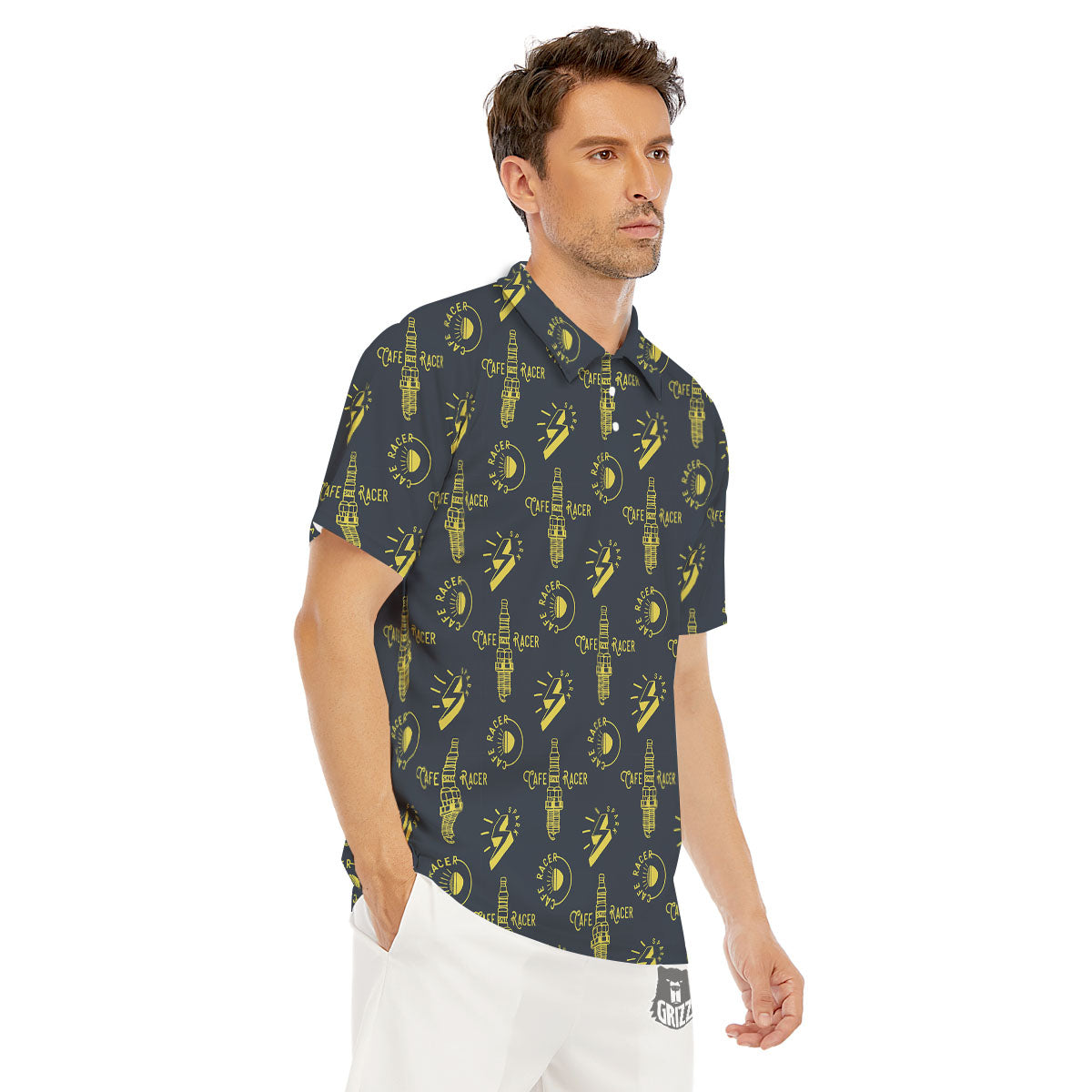 Parts Motorcycle Print Pattern Men's Golf Shirts-grizzshop