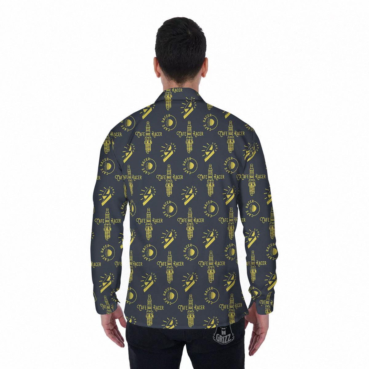 Parts Motorcycle Print Pattern Men's Long Sleeve Shirts-grizzshop
