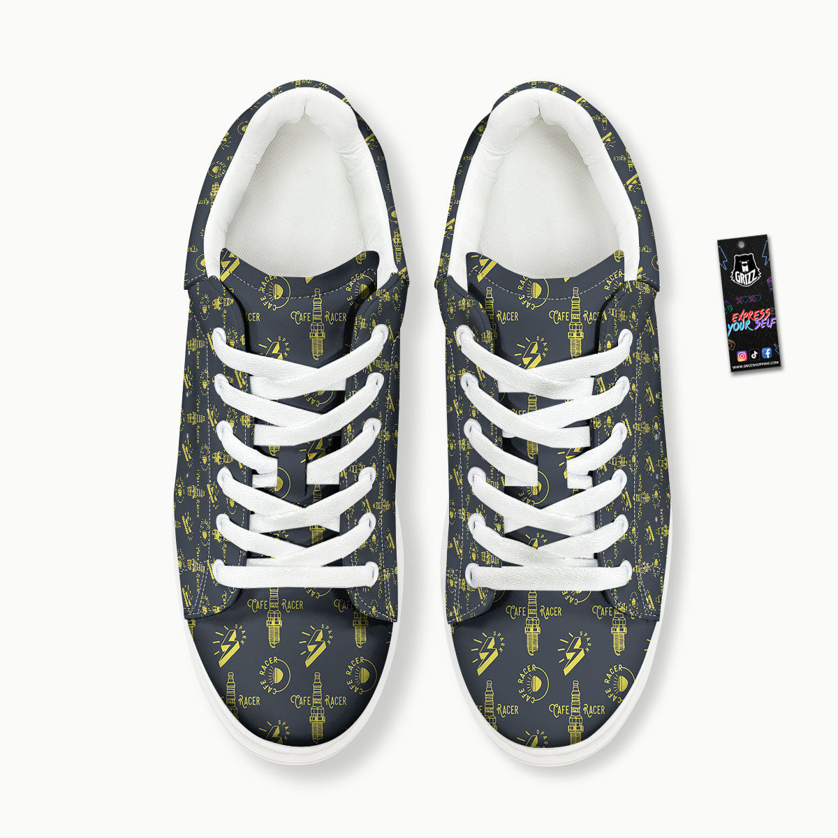 Parts Motorcycle Print Pattern Platform Shoes-grizzshop