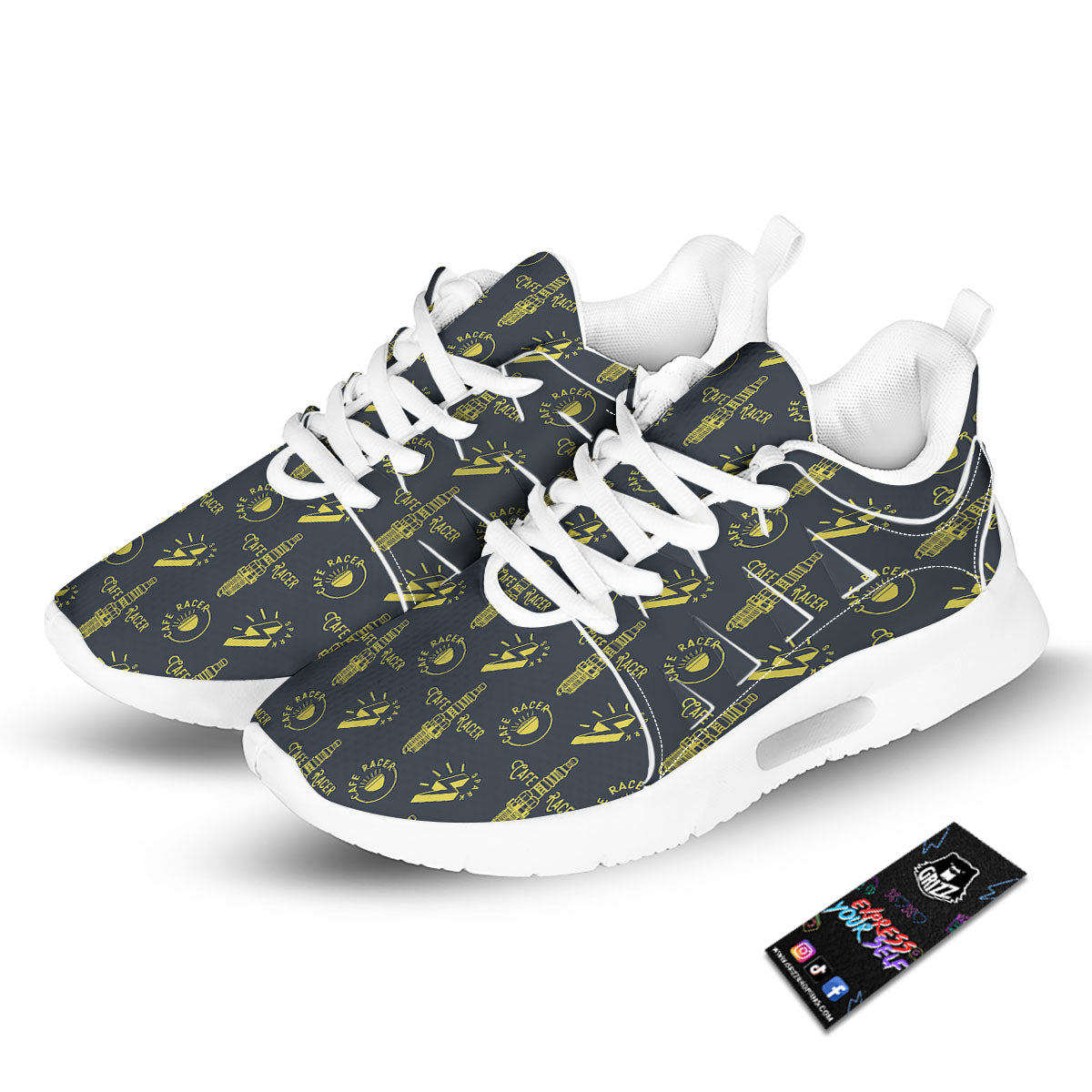 Parts Motorcycle Print Pattern Tennis Shoes-grizzshop