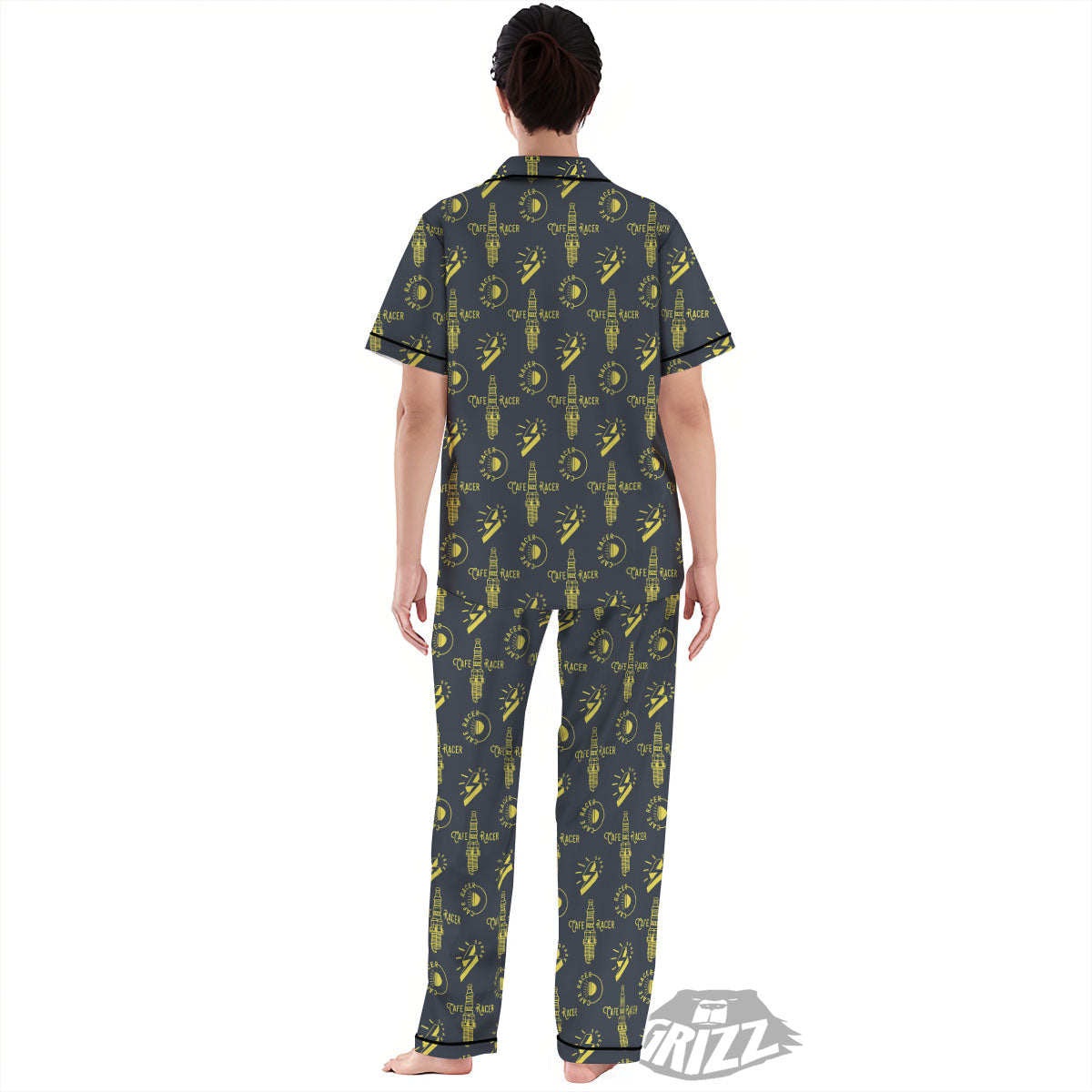 Parts Motorcycle Print Pattern Women's Pajamas Set-grizzshop