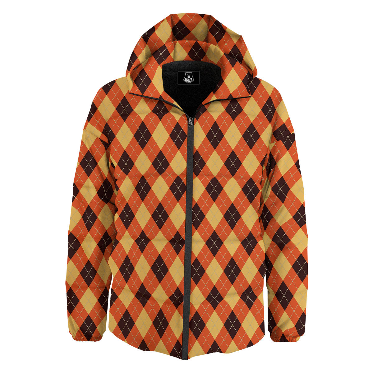 Party Argyle Halloween Print Pattern Down Jacket-grizzshop