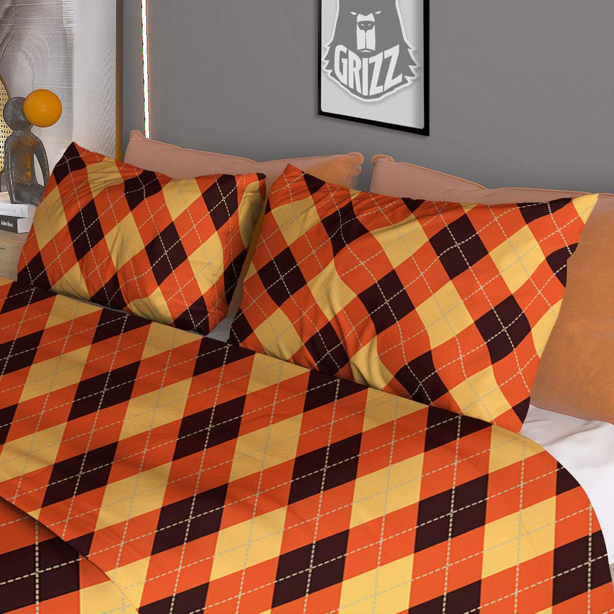 Party Argyle Halloween Print Pattern Duvet Cover Bedding Set